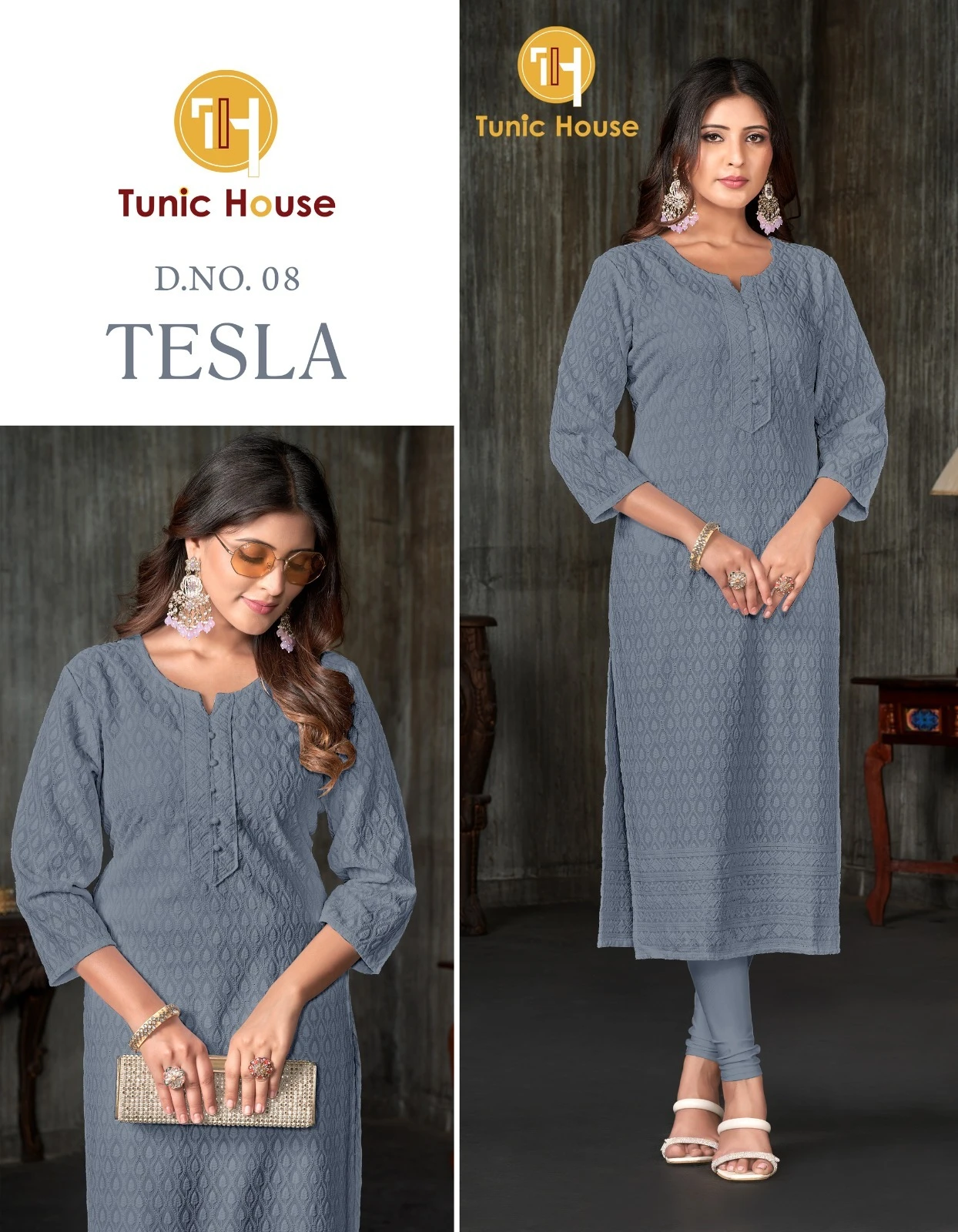Tunic House Tesla Viscous Rayon Wholesale Fully Chikankari Fancy Kurtis Catalog — Wholesale Kurtis, MPA wholesale from Surat - Gallery Image 2